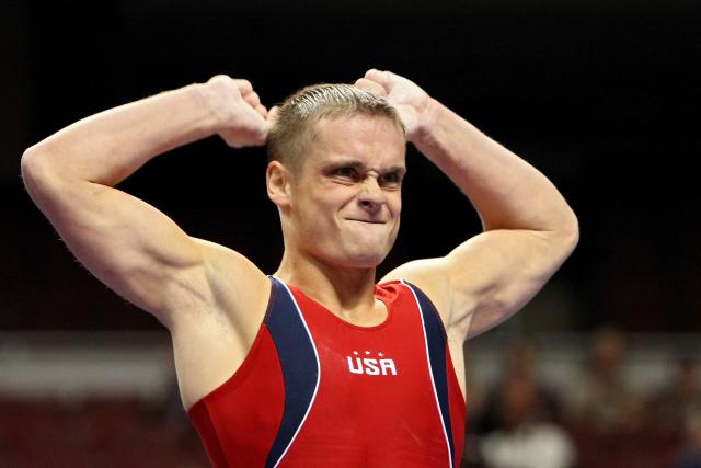 PHILADELPHIA - JUNE 19: Alexander Artem reacts after competing in the pommel horse during day one of the 2008 U.S. Olympic Team Trials for gymnastics at the Wachovia Center on June 20, 2008 in Philadelphia, Pennsyvania. (Photo by Al Bello/Getty Images)
