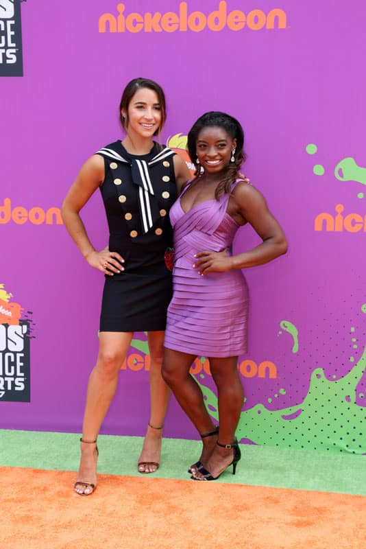 LOS ANGELES - July 13: Aly Raisman, Simone Biles at the Nickelodeon Kids' Choice Sports Awards 2017 at the Pauley Pavilion on July 13, 2017 in Westwood, CA — Photo by Jean_Nelson